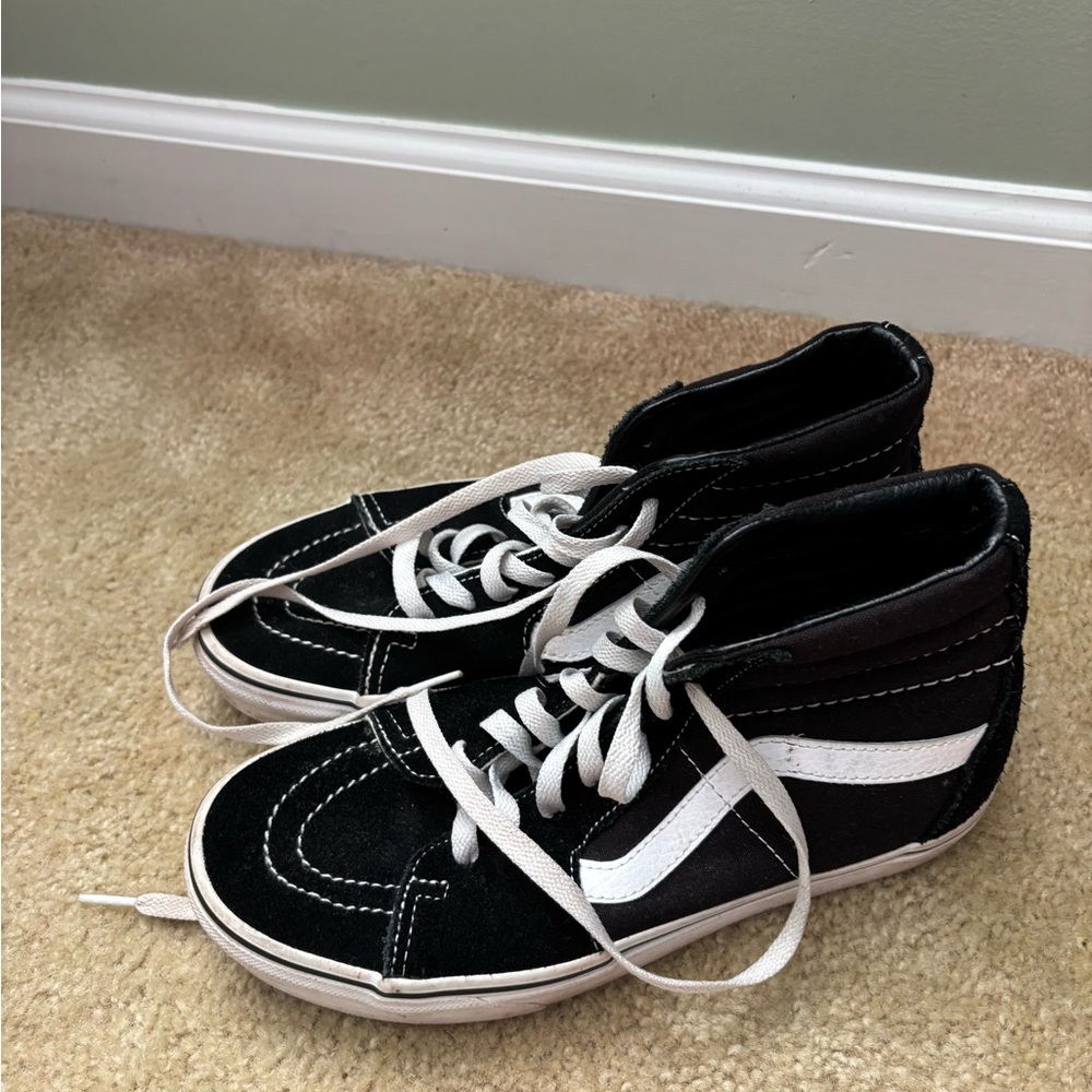Vans Kids Black and White High-Top Sneakers